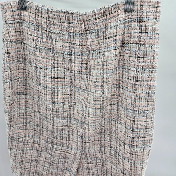 Banana Republic Pink White Blue Textured Tweed Midi Lined Skirt Size 4 - Picture 2 of 9